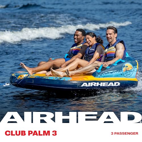 Image of Airhead Mable Towable Tube for Boating, 1-4 Rider Inflatable Boat Tube for Water Tubing, Heavy Duty Full Nylon Cover, EVA Foam Pads, Dual Tow Point, Patented Speed Safety Valve