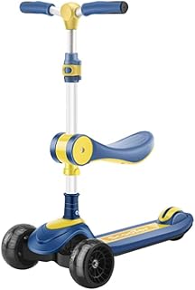 Dzwyc Scooter Multifunctional foldable Kids Kick Scooter with Adjustable Height Scooter, Lean to Steer, Widened LED Wheels for Children Age Three-scooters