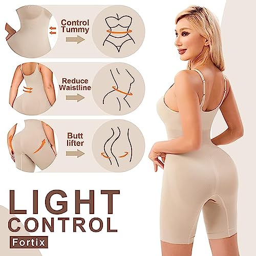 Image of Waist Trainer Bodysuit for Women Tummy Control Shapewear Round Neck Seamless Butt Lifter Full Body Shaper