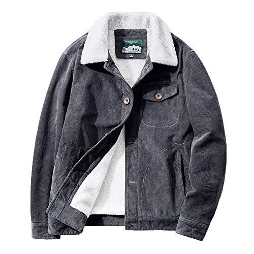 Image of chouyatou Men's Casual Thicked Sherpa Lined Button Front Corduroy Trucker Jacket