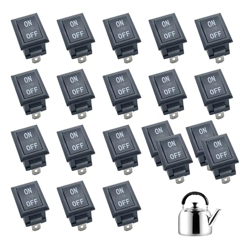 Pack of 20 Mini 2-Pin SPST ON/OFF Rocker Switches, AC 125V-250V DC 12V-60V, Snap-In Design Toggle Disconnect Switch for Cars, Motorcycles, Boats, Coffee Pots, Water Dispensers and Household Appliances