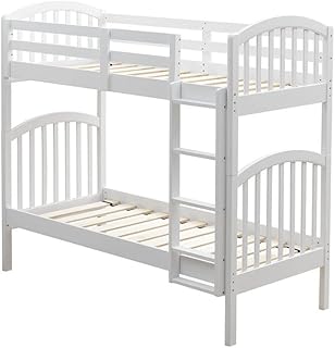 Orbelle Model 450 Twin Over Twin Modern Solid Wood Bunk Bed in White
