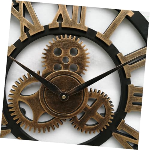 Horloge murale industrielle engrenage 40 cm dorée rétro Amosfun - 3