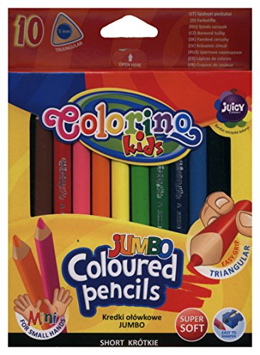 Kredki olówkowe Colorino trójkatne Jumbo krótkie 10 kolorów