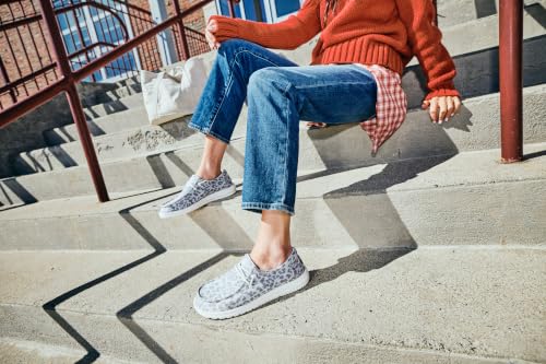 HEYDUDE Women's Wendy Stretch Jersey Leopard Slip On Shoe, Light Grey/Multi Size 12 | Lightweight Casual Loafers | Easy On Travel Ready Fit - image 2