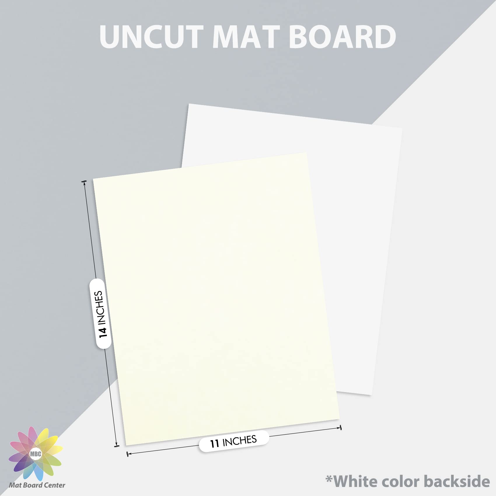 Mat Board Center, 11x14 Ivory Color Uncut Photo Mat Boards, 4-Ply Thick Matboards for Frames, Prints, Photos (10 Pack)