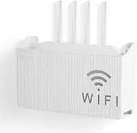 Suporte de Parede para armazenar Roteador WiFi, Plástico Branco, Organizador Retangular com Ventilação, 24,5 x 14 x 6 cm