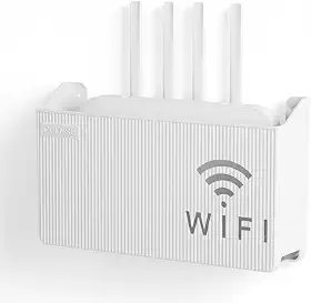 Suporte de Parede para armazenar Roteador WiFi, Plástico Branco, Organizador Retangular com Ventilação, 24,5 x 14 x 6 cm