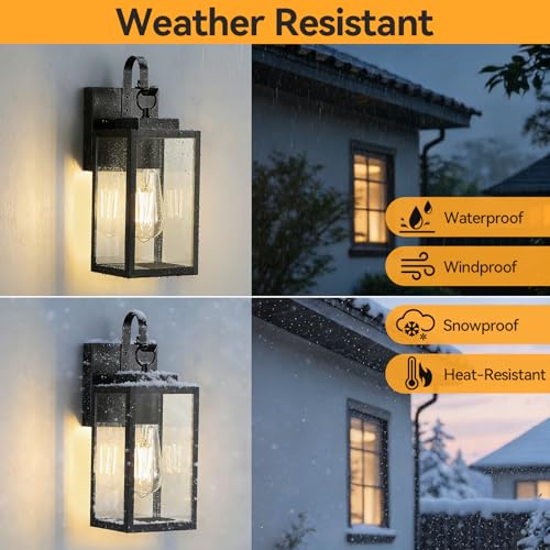RLdream 11.8" Dusk to Dawn Outdoor Wall Light, Clear Glass All-Metal Frame - image 2