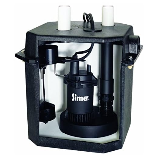 Simer 2925B Self-Contained Above-Floor Corrosion-Resistant Sump/Laundry Sink Pump, 1/4 HP, 115V, 1-1/2" Discharge Pipe, Handles Solids Upto 1/8", 6 Gallon Drainage Tank, Black