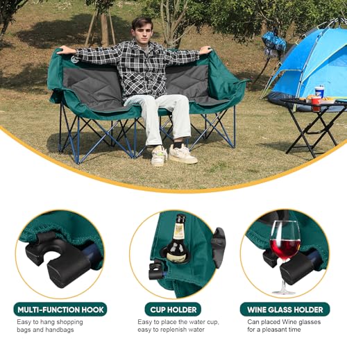 Silla Plegable Northroad para Camping 3 Personas, Capacidad 900 lbs, Exterior, con Porta Vasos y Porta Copas miniatura 4