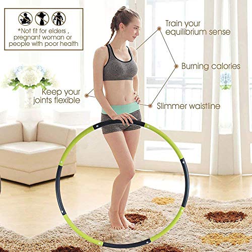 Y.A. LOTUS Fitness Hula Hoop, 8 Section Detachable Design Exercise Hoola Hoop, Professional Soft Hoops Suitable for Lose Weight Fast Sports and Playing Games Workout Easy to Spin（4Green + 4Gray） - Thumbnail 3