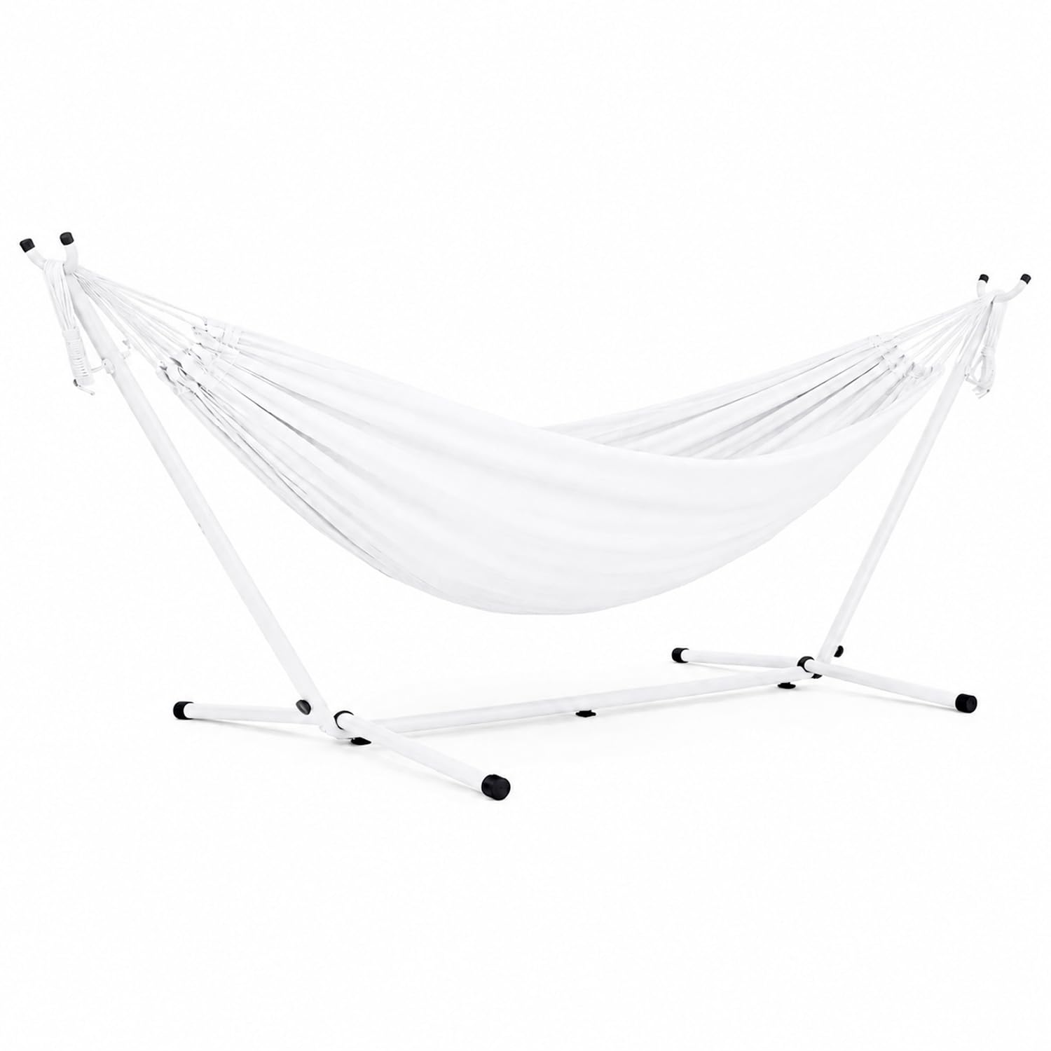 Amaca Da Giardino Con Supporto In Acciaio Portata 200 Kg Altezza Regolabile Telo Cotone Resistente Amaca Brasiliana Esterno Terrazzo Piscina Balcone Con Borsa 265 x 110 x 100 Cm Bianco