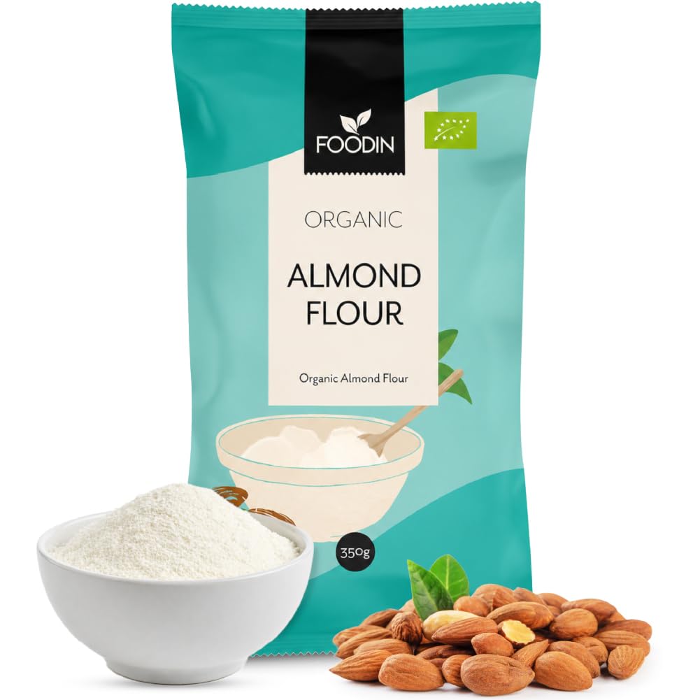 FOODIN Farine d’Amande Bio 350 g – Finement Moulue & Riche en Protéines – Sans Gluten – Idéale pour Pâtisserie Low Carb & Recettes Keto