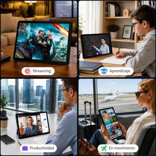 Miniatura 7 de Tablet, Tablet Android de 11 Pulgadas, 16 GB RAM 128 GB ROM Ampliable hasta 1 TB, Octa-Core, Batería de Gran Capacidad de 6800 mAh, Cámara Dual, Desbloqueo Facial (Negro)