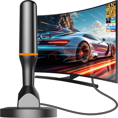 Image of Indoor TV Antenna for Local Channels, Digital Antenna for Smart TV Indoor | Magnetic Base, 4K HD OTA TV Antenna Indoor with 360 Reception and 8.2 ft Cable for TVs with a Built-in ATSC Tuner