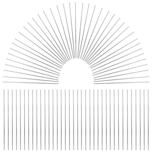 SOFPLATE 1 Box 600Pcs Straight Pins Bulk Silver Flat Head Pins Brass 50mm Long Brass Flat Headpins Jewelry Findings Pins for Jewelry Making Accessories Supplies DIY Dangle Earring Crafts Women Adult