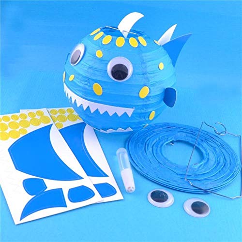 WSNBB New Year Oriental Culture Blessing DIY Lantern Animal Color Luminous Portable Cartoon Paper Lantern Child Children Gift,04,China