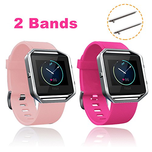 Fitbit Blaze Bands Small, yearscase 2PCS Silicone Replacement Sport Smart Watch Bands for Fitbit Blaze Smart Fitness Watch (Light Pink, Baby Pink)