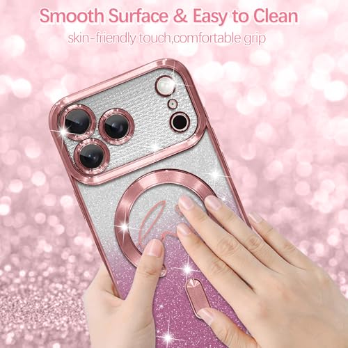 Image of ZIYE Magnetic Case Designed for iPhone 17 Pro Glitter Case-Pink