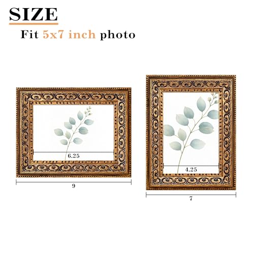 Image of VIOLABBEY 5x7 Picture Frame Antique Black and Gold, Vintage Photo Frame | Small Antique Ornate Picture Frame, Wall or Tabletop Display, Classic Design for Home Office Decor, Fits 5x7 Pictures
