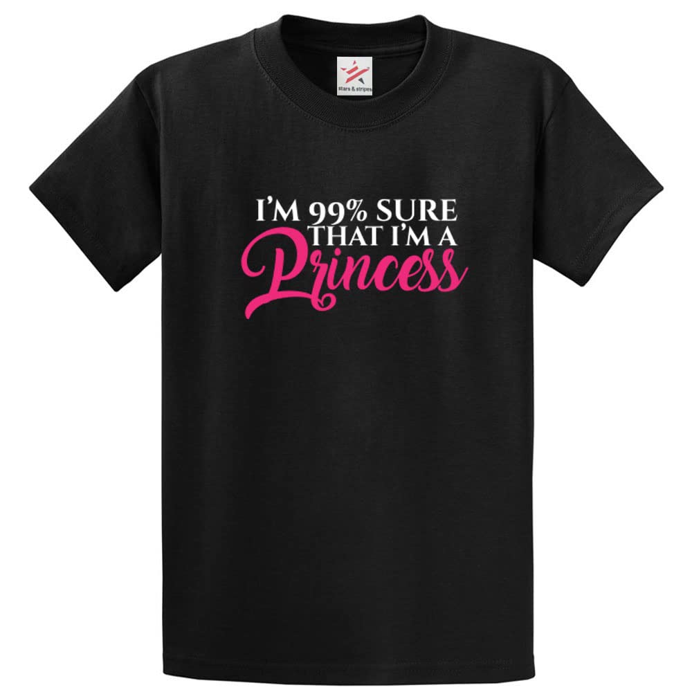 I'm 99% Sure That I'm a Princess Adults T-Shirt for Girls(L, Black)