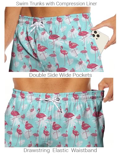Mens Swim Trunks with Compression Liner 5 Inch Bathing Suit Swimming Trunks Quick Dry Swim Shorts with Pockets3