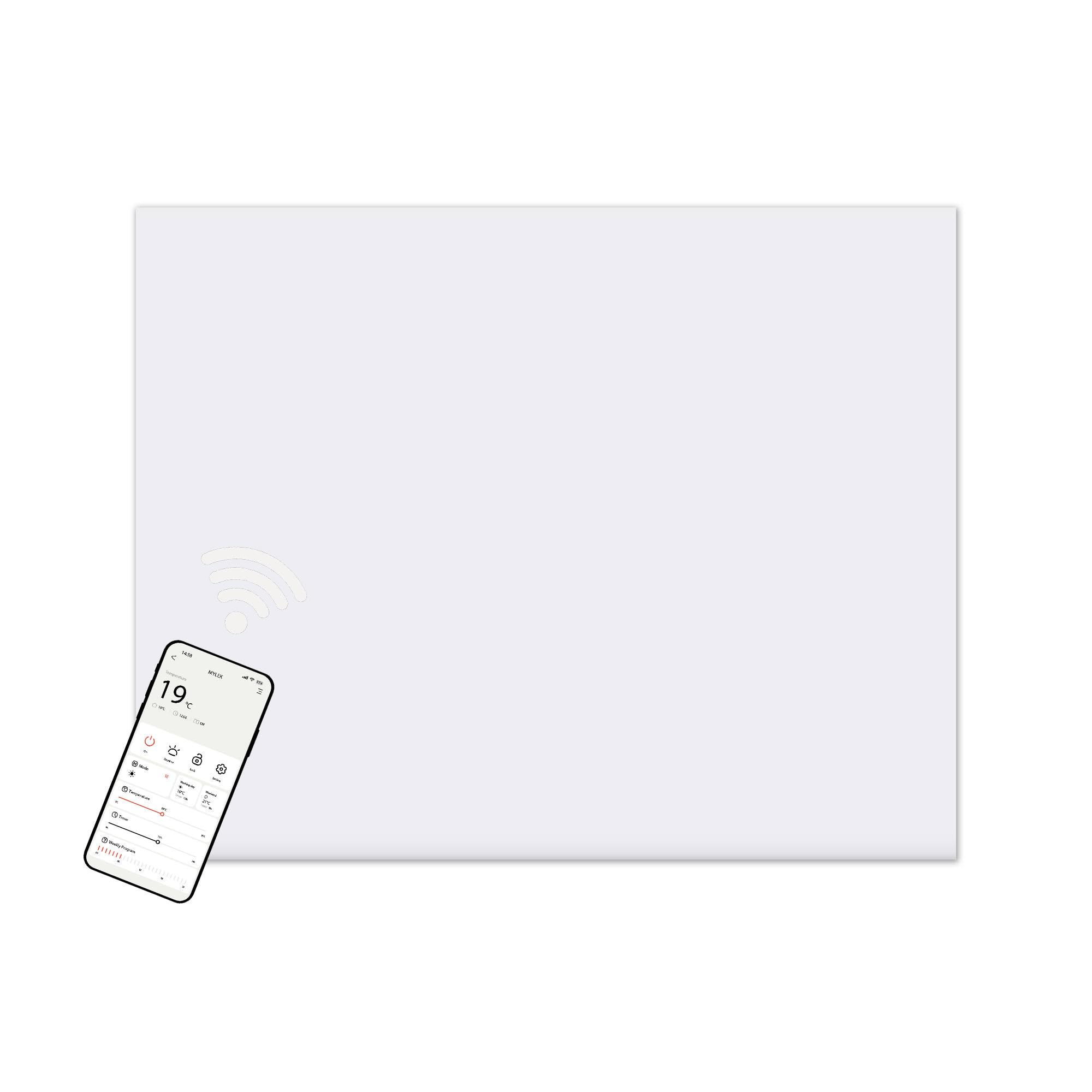 MYLEK Panel Space Heater White Eco Smart WiFi App Radiator Electric Slimline Low Energy - Wall Mounted, Bathroom IPX4 Rated for Homes, Offices (500W)