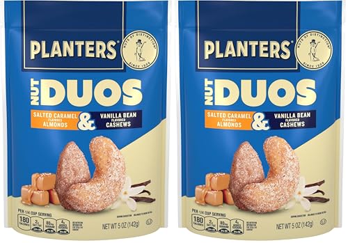 Image of PLANTERS Nut Duos Salted Caramel Almond & Vanilla Bean Cashew, 5 oz Bag (Pack of 2)