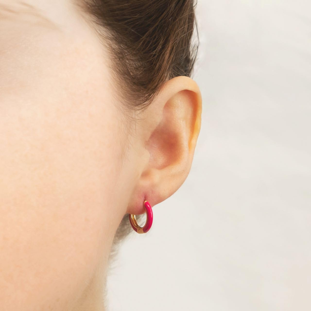 14K Gold Plated Sterling Silver Enamel Color Huggie Hoop Earrings for Women – Wide Range of Vibrant Color Options Available