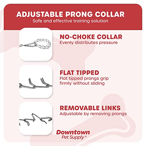 Downtown Pet Supply - Deluxe Prong Dog Collar - Adjustable Dog Training Collar - Safe, No Choke Pinch Collar For Dogs - Chrome Plated - 14 In - Small #TOP3