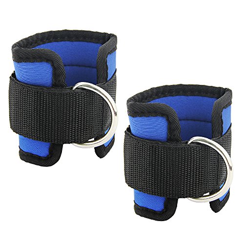 Htianc Tobillo con Doble Anilla Ajustable de Nailon Suave Correas de Ejercicios Accesorio para Pierna Entrenamiento Equipo de Gimnasio y Bodybuilding