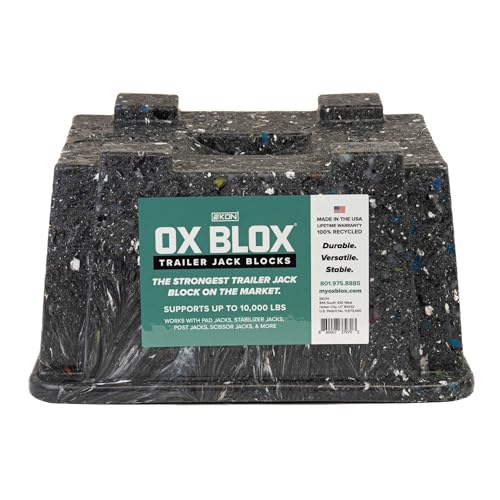 OX BLOX Heavy Duty Trailer Jack Block - Made in USA - Super Strong and Durable - 100% Recycled Plastic RV Jack Blocks - Trailers & Camper Essentials