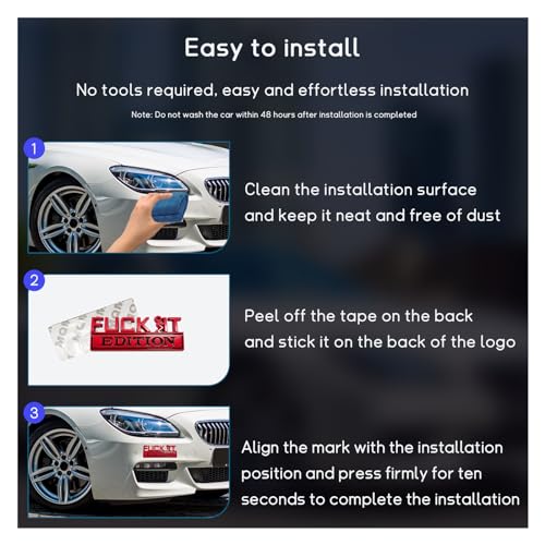 Image of Dickno Fuck It Edition Emblem for Car, Auto Fender Bumper Decoration Stickers, Vehicle 3D Side Fender Rear Trunk Decal Badge, Universal Exterior Accessories for Car Truck SUV (Red & Black)