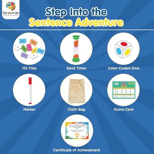 Image of 3in1 Sentence Challenge Educational Board Game - Fun Learning Toys & Games for Kids, Sentence Building, Creative Story Telling and Word Play, Gifts for Boys & Girls Ages 4, 5, 6, 7, 8, 9
