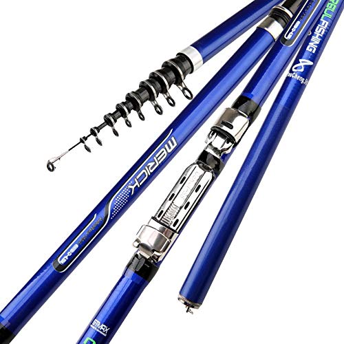 Teleskoprute Carbon-Faser-3.6M 4.5M 5.4M 6.3M Spinning Angelruten-M Power Teleskop Felsen Angelrute Carp Feederrute Surf Spinnrute Angelruten (Size : 5.4 m)