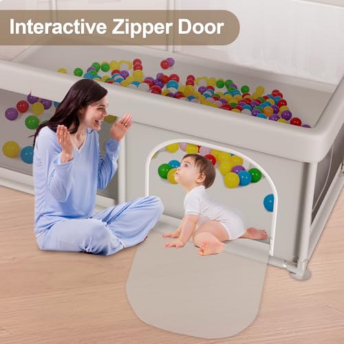 Large Baby Playpen 65x50 Inch, PlayPen for Babies and Toddlers, Sturdy Safety Play Yard for Indoor & Outdoor with Zipper Gate