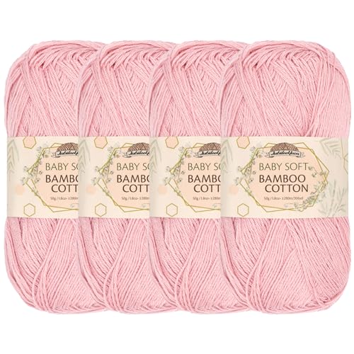 Image of JubileeYarn Baby Soft Bamboo Cotton Yarn, Primrose Pink, 50g /Skein | 4 Skeins