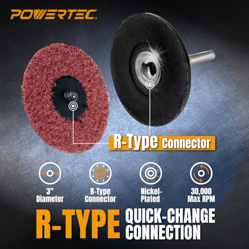 Image of POWERTEC 3-Inch R-Type Sanding Disc Holder, 1 /4 inch Shank Quick Change Pad Holder for Die Grinder, Power Drill & Rotary Tools - for Surface Conditioning, Polishing, Grinding & Rust Removal, 2PK (11405)