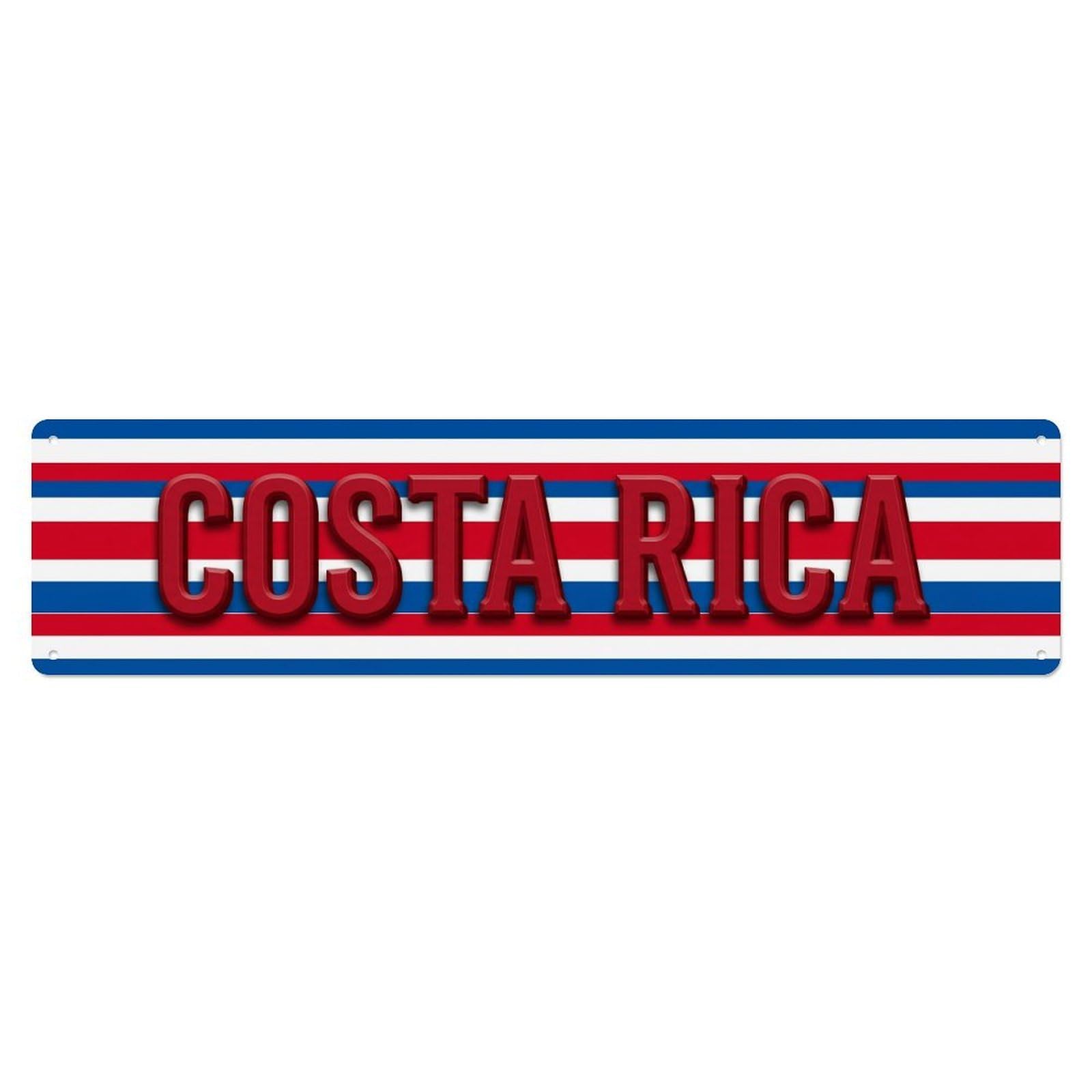 Vintage Costa Rica Flag Pattern Metal Tin Sign