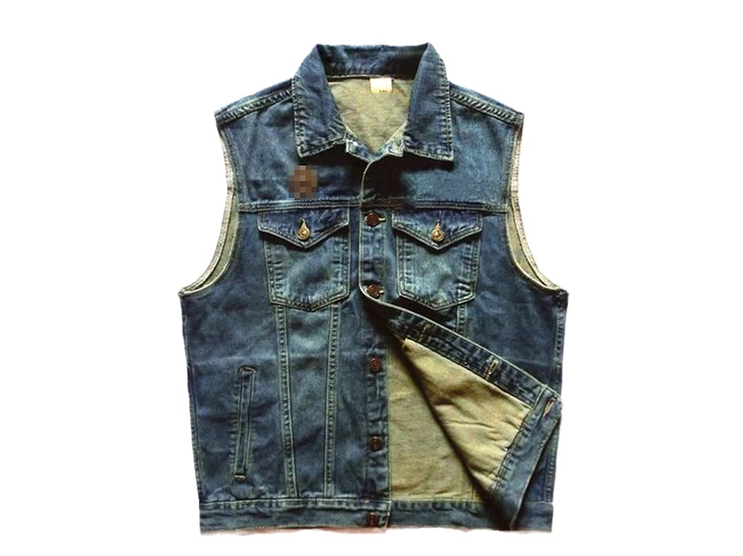 Gilet in denim, Blu Jeans Moto Vest, Biker Blue Jeans Giacca senza maniche, Punk Cowboy Gilet