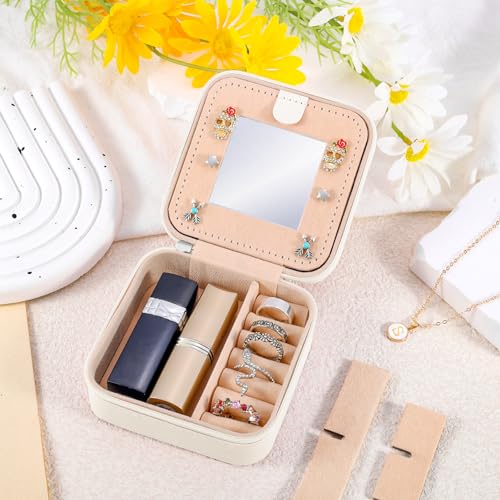URSKYTOUS Travel Jewelry Case For Women Girls Jewelry Box Mini Jewelry Organizer Holder for Women Portable Personalized Teens Girls Birthday Gifts for Friends Sister Mom Bridesmaid Her(White S) - Image 5