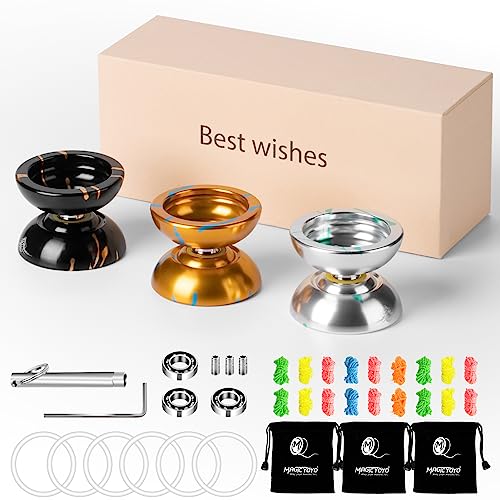 Image of MAGICYOYO N11 Unresponsive Alloy Yoyos Professional Yoyo Toys Pack of 3 Yo-yos with Responsive Bearings Kit, 3 Yo Yo Bags, 18 Yo-yo Strings