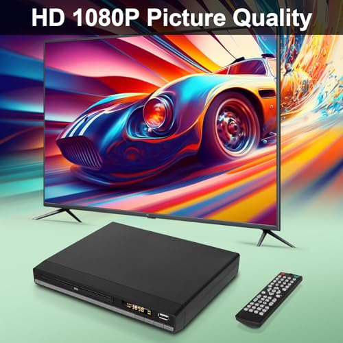 Image of DVD Player HDMI Region Free DVD Players for TV, 1080P Upscaling, USB Input, HDMI RCA Cable Included, Breakpoint Memory, Built-in PAL NTSC, DVD CD Player for Home Plays All Regions and Multi-Format