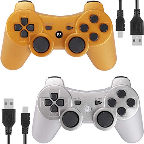 PS3 Controller Wireless para Playstation 3 Dual Shock (ouro e prata)