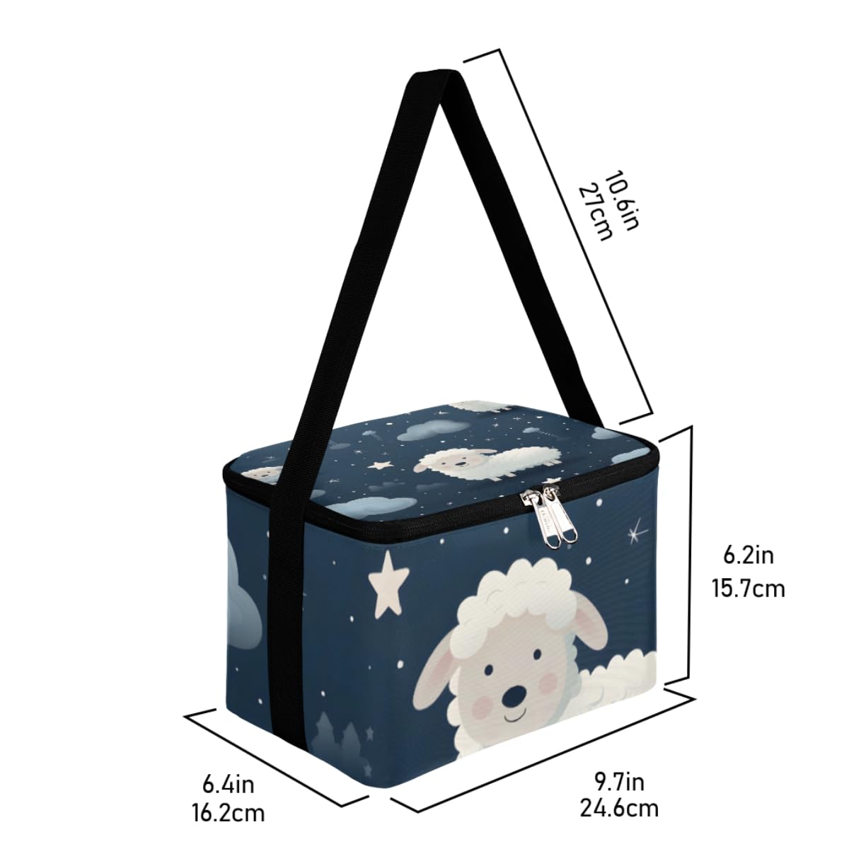 GzLeyigou Lunch Bags for Women Men 9 Cans,Cute Sheep Hot & Cold Food Delivery Bag Insulated Grocery Bag Insulated Lunch Box Sheep Cooler Bag for Office Work Picnic Beach