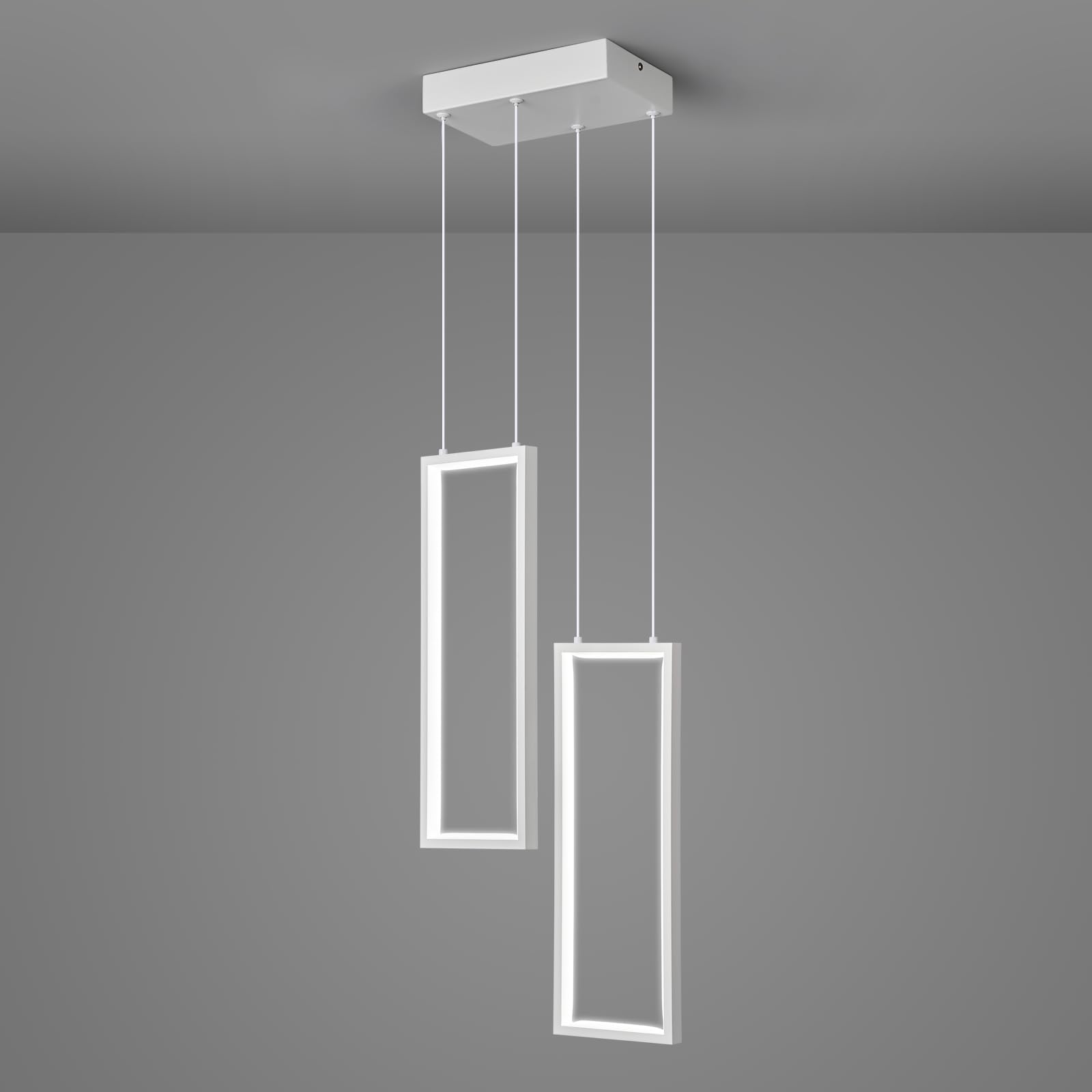 Lampada Da Cucina Moderna Dimmabile LED Lampadario in Bianco 2 anelli Lampada Rettangolare Per Ristorante, Camera Daletto, Corridoio Soggiorno