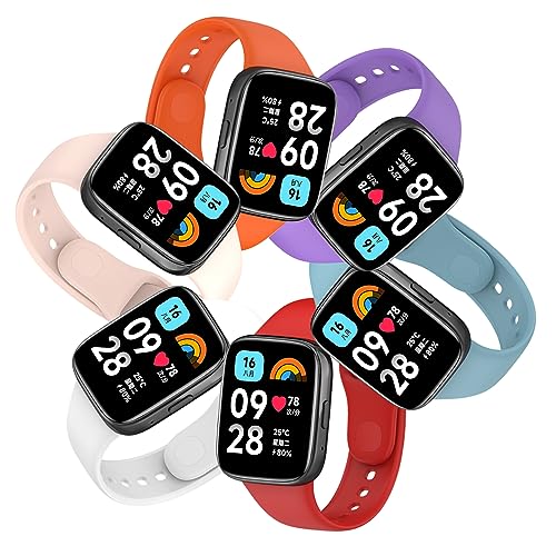 BDIG Pack of 6 Sports Bracelets Compatible with Xiaomi Redmi Watch 3 Active for Men and Women Soft Silicone Band Replacement Strap for Xiaomi Redmi Watch 3 Active