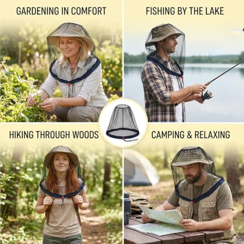 Mosquito Head Net, Red para Cabeza con Malla Ultra Fina, Protección para Actividades al Aire Libre como Camping, Senderismo, Pesca y Jardinería, con Bolsa de Almacenamiento Incluida miniatura 7