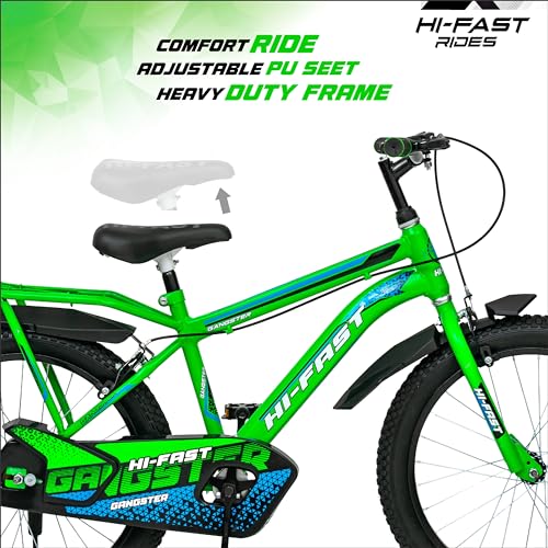 Image of HI-FAST Gangster 20T Cycle for Boys & Girls 7 to 10 Years with Tyre-Tube & Side Stand (Semi-Assembled) 20 Inches,Road Bike, Rigid